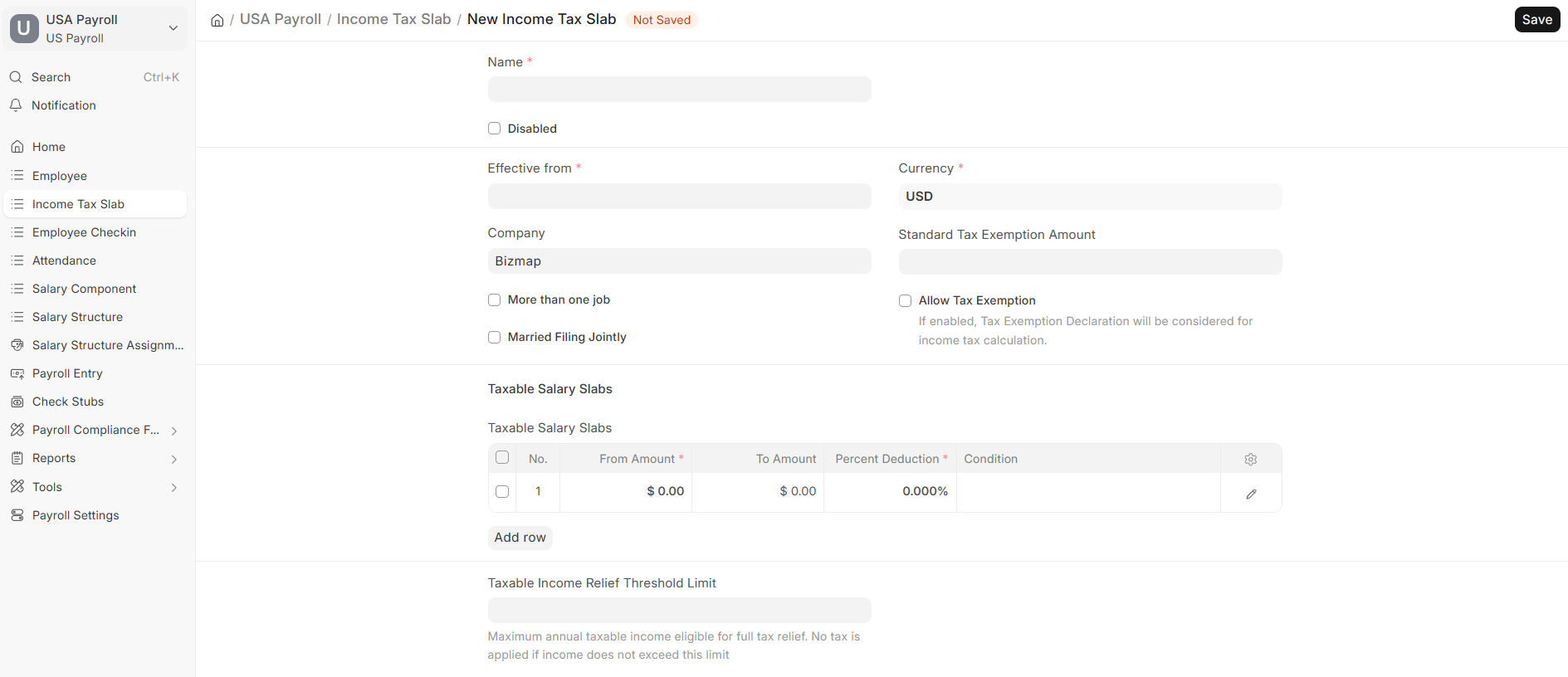 New Income Tax Slab form
