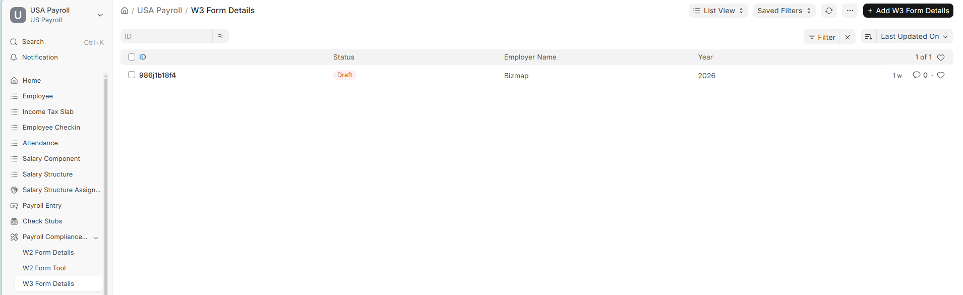 W3 Form Details workspace